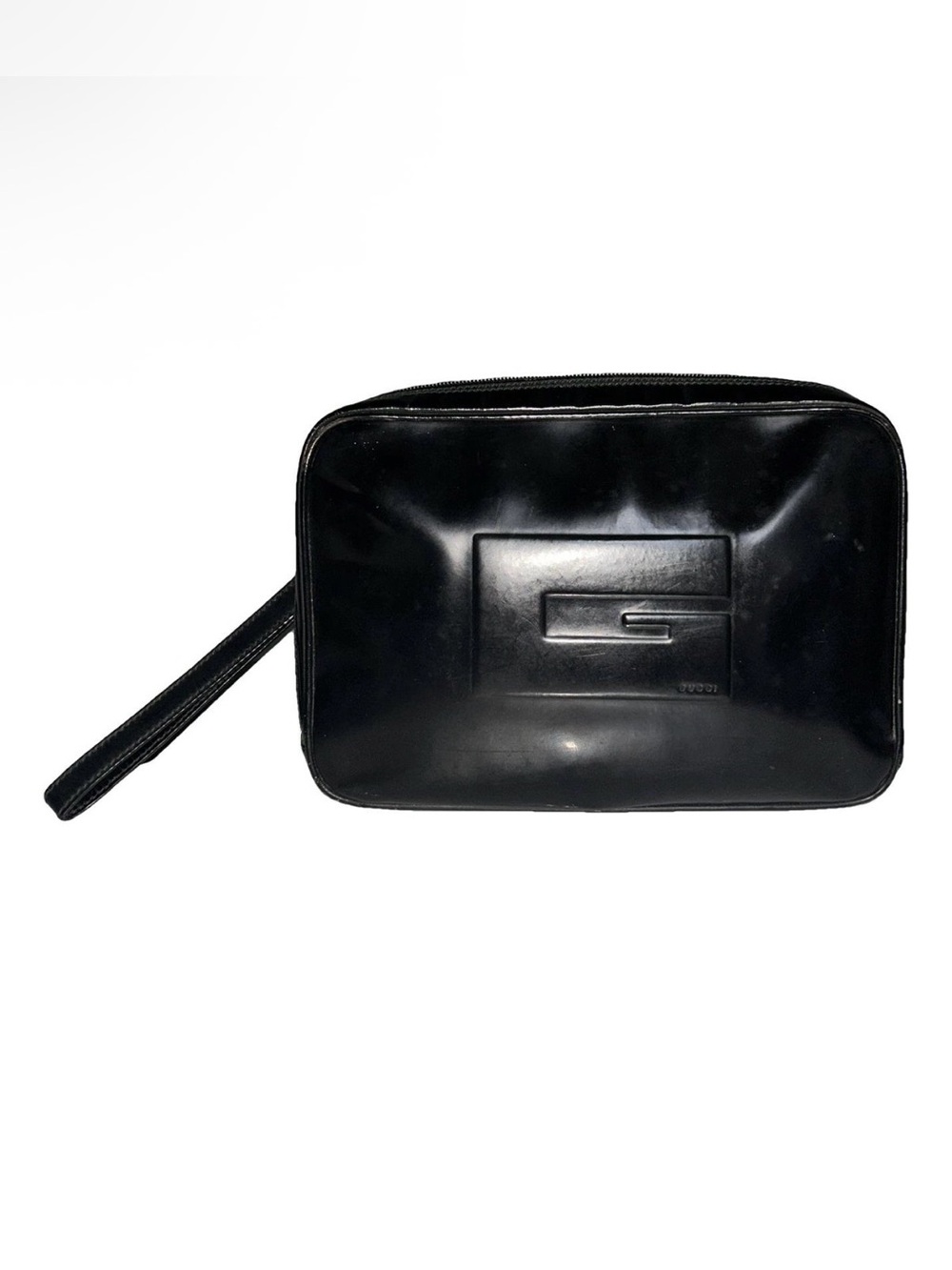 Vintage Gucci Tom Ford Black Patent Leather Wristlet Bag (project piece)